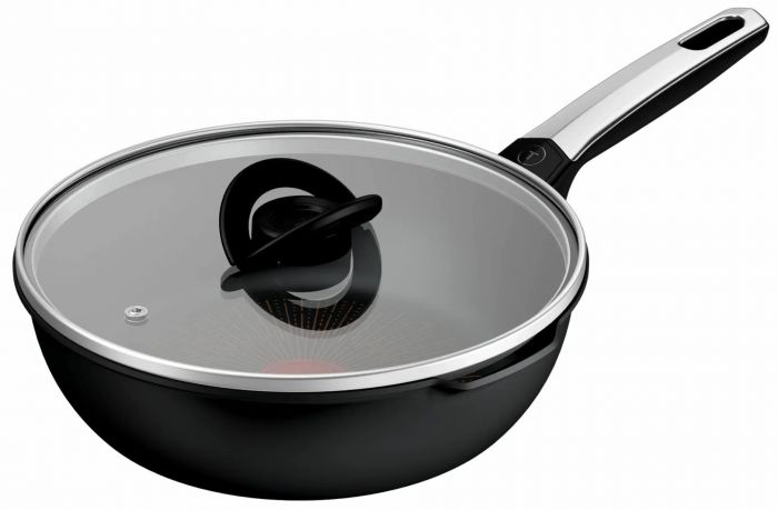 Мультисковорода Tefal Excellence Fusion, з кришкою, 24см, алюміній, скло, нержавіюча сталь, метал, чорний