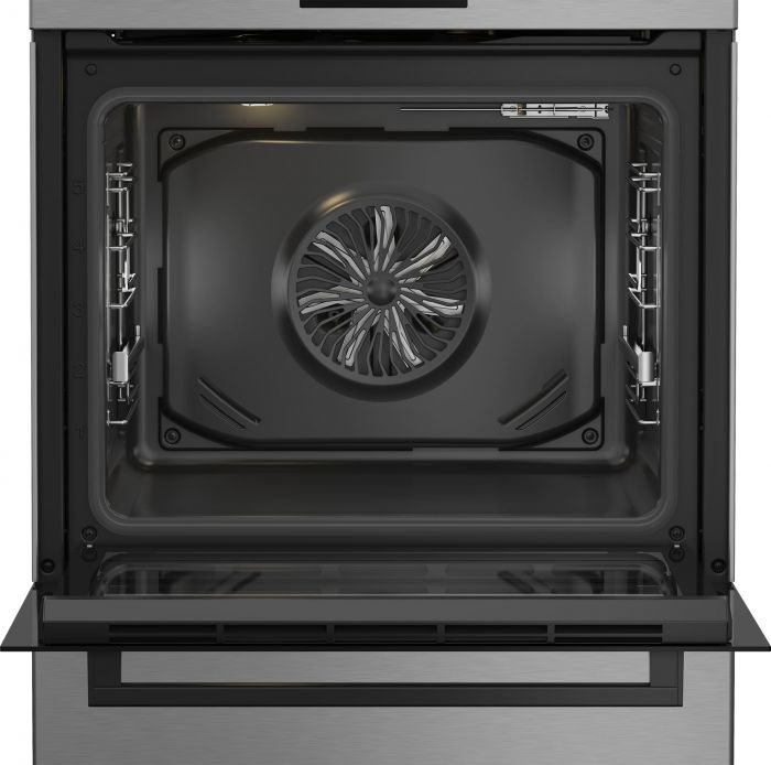 Плита Beko комбінована, 72л, 60x60см, конвекція, дисплей, телескопічна направляюча, нержавіюча сталь