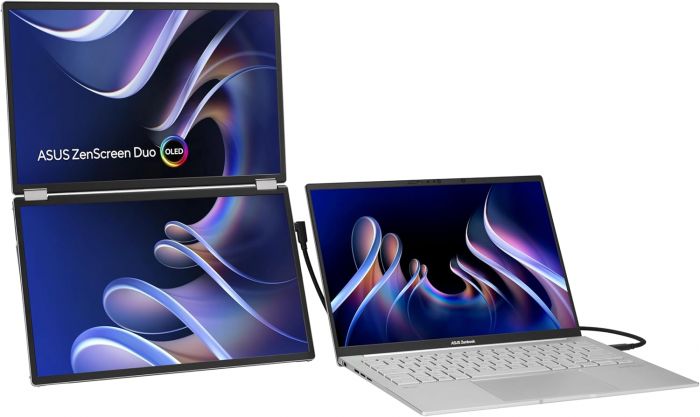 Монітор портативний Asus 2x14" ZenScreen DUO MQ149CD mHDMI, 2xUSB-C, OLED, 1920x1200, 16:10, DCI-P3 100%, HDR400, Cover