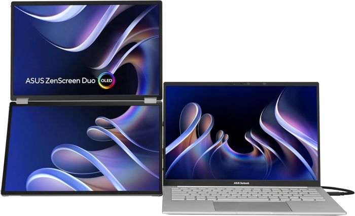 Монітор портативний Asus 2x14" ZenScreen DUO MQ149CD mHDMI, 2xUSB-C, OLED, 1920x1200, 16:10, DCI-P3 100%, HDR400, Cover