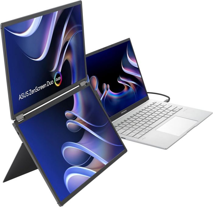 Монітор портативний Asus 2x14" ZenScreen DUO MQ149CD mHDMI, 2xUSB-C, OLED, 1920x1200, 16:10, DCI-P3 100%, HDR400, Cover
