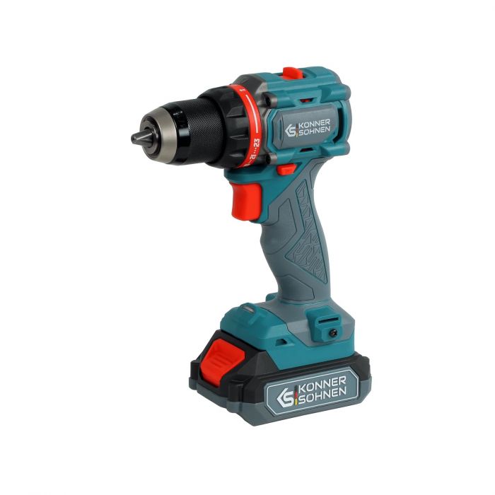 Шурупокрут-дриль ударний акумуляторний Konner&Sohnen KS ID20V-60 KIT 74 PLUS 20В 2х2А·год 60Нм 0-450·0-1900об/хв LED-світло ЗП набір свердл і біт 74шт кейс 5.3кг