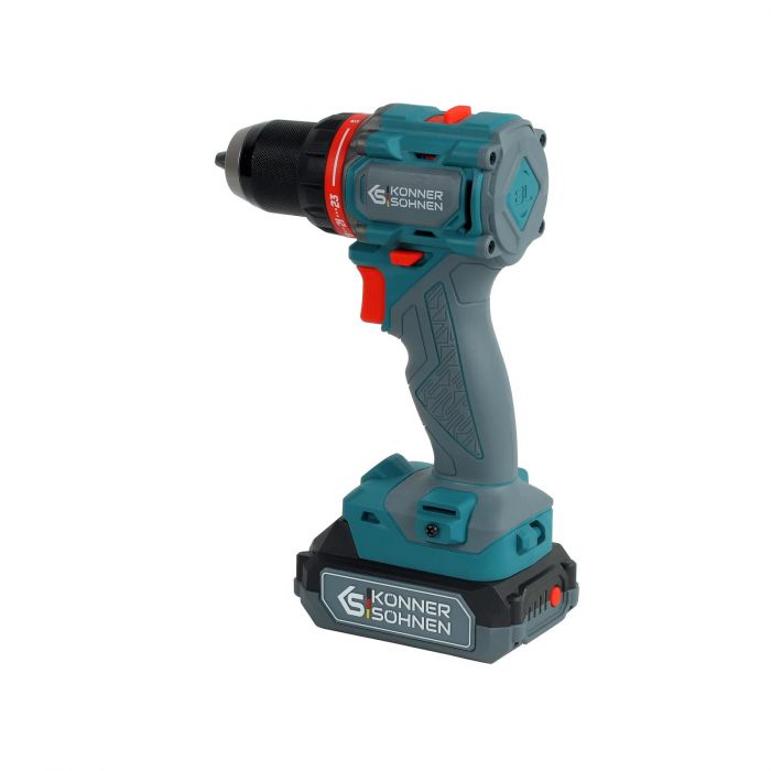 Шурупокрут-дриль ударний акумуляторний Konner&Sohnen KS ID20V-60 KIT 74 PLUS 20В 2х2А·год 60Нм 0-450·0-1900об/хв LED-світло ЗП набір свердл і біт 74шт кейс 5.3кг