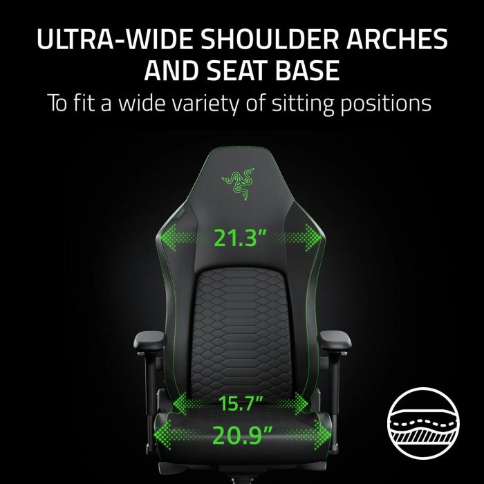 Крісло Razer Iskur V2 NewGen, EPU шкіра з CoolTouch™, 4D-Armrests, чёрно-зеленый