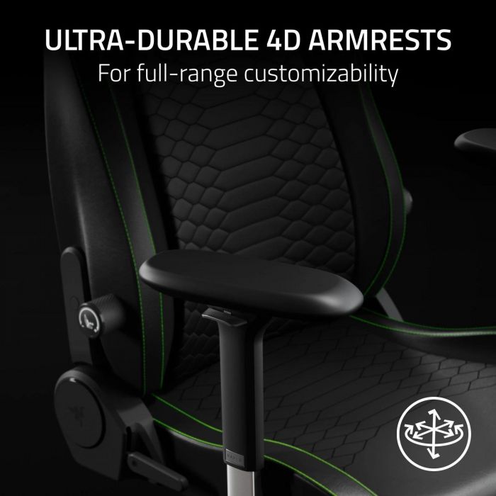 Крісло Razer Iskur V2 NewGen, EPU шкіра з CoolTouch™, 4D-Armrests, чёрно-зеленый