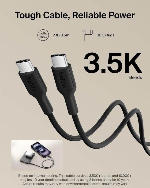 Акумулятор портативний літій-іонний Power Bank Belkin 5000мА·год, 15Вт/Qi2 7.5Вт, Slim Magnetic Ring, чорний