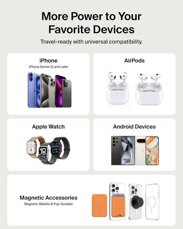 Акумулятор портативний літій-іонний Power Bank Belkin 5000мА·год, 15Вт/Qi2 7.5Вт, Slim Magnetic Ring, пісочний