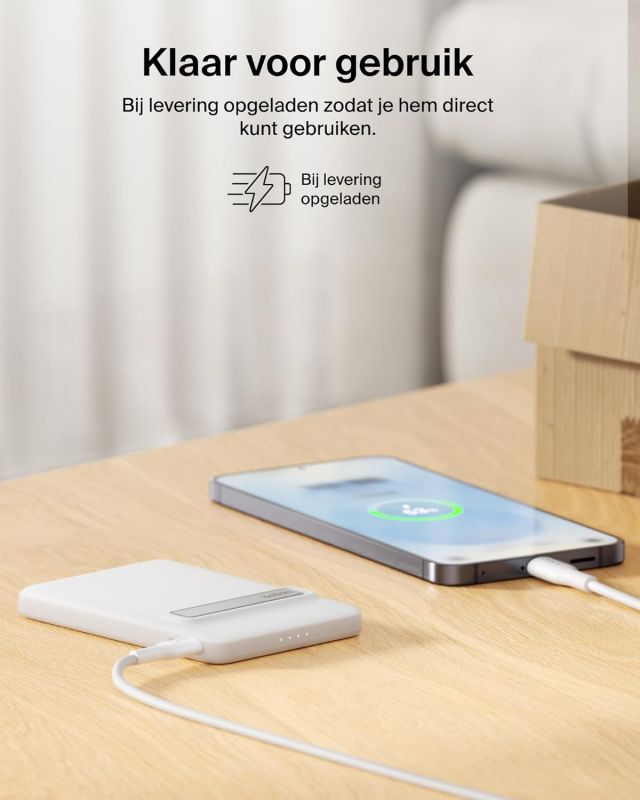 Акумулятор портативний літій-іонний Power Bank Belkin 5000мА·год, 20Вт PD/Qi2 15Вт, Magnetic Kickstand, білий