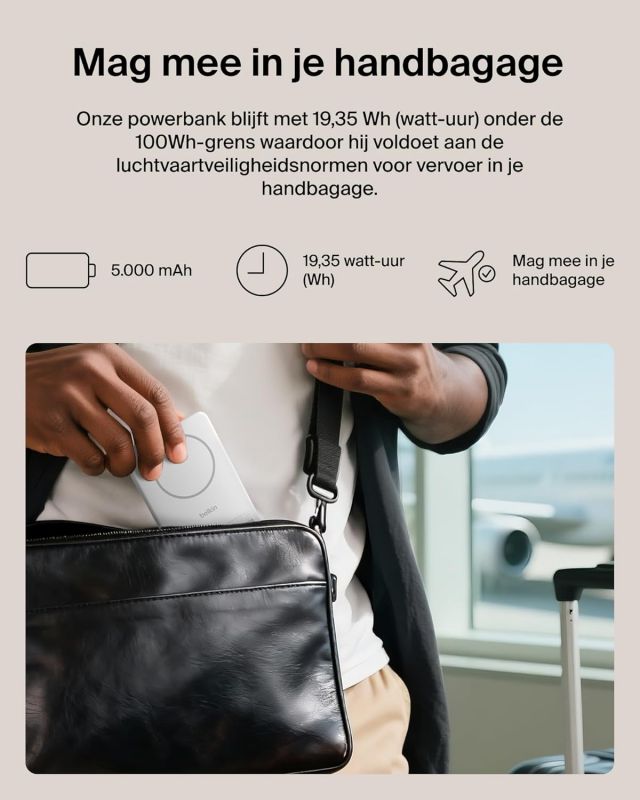 Акумулятор портативний літій-іонний Power Bank Belkin 5000мА·год, 20Вт PD/Qi2 15Вт, Magnetic Kickstand, білий