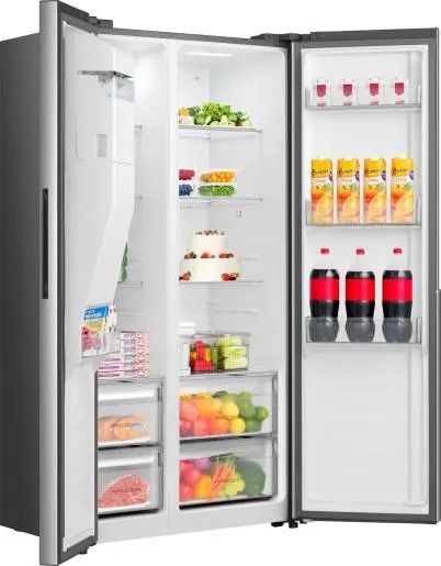 Холодильник SBS Gorenje, 179х62х91см, 2 двері, 347(181)л, А+, NF+, Інв., Зона св-ті, диспенсер, Внутр. Диспл, нерж