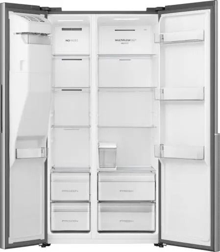 Холодильник SBS Gorenje, 179х62х91см, 2 двері, 347(181)л, А+, NF+, Інв., Зона св-ті, диспенсер, Внутр. Диспл, нерж