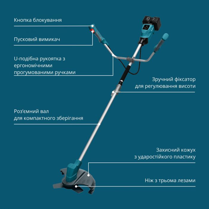 Набір із двох акумуляторних інструментів Konner&Sohnen KS 43LM-BCT40V-SET 40В(20+20В) газонокосарка KS 43LM-40V та тример садовий KS BCT-40V акб 2х4А·год ЗП 22.5кг