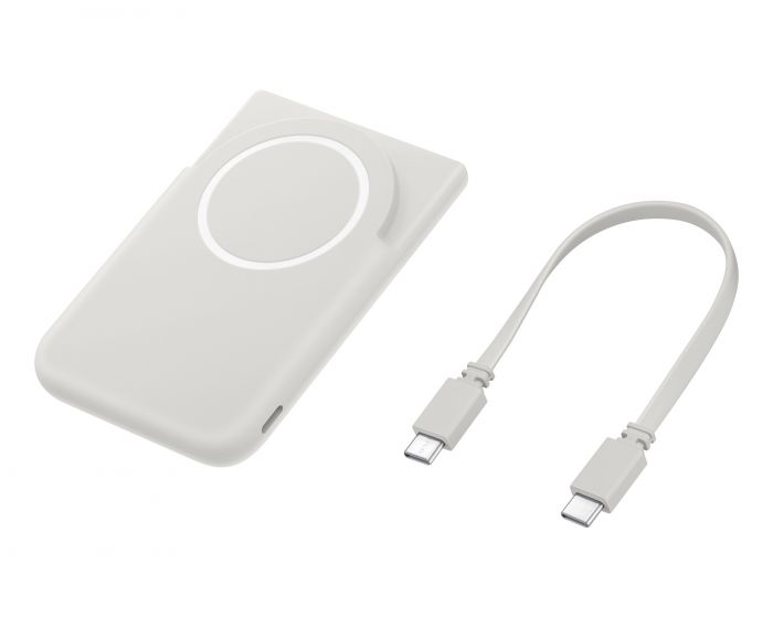 Акумулятор портативний літій-іонний Samsung Magnet Wireless Battery Pack 5000мА•год, 20Вт PD/Qi2 15Вт, сірий світлий