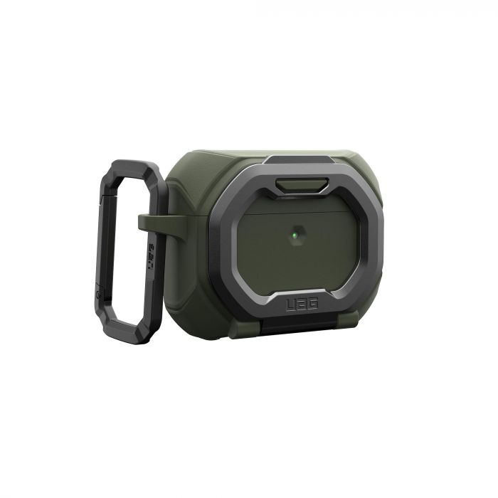 Чохол UAG для AirPods Pro (Gen 3, 2025) with Built-in Phone Stand, Monarch, Olive Drab/Silver
