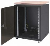 Шафа ZPAS 19", 12U, SJB, передні скляні двері, без стільниці, 600x600 мм, максимально 30кг, чорна