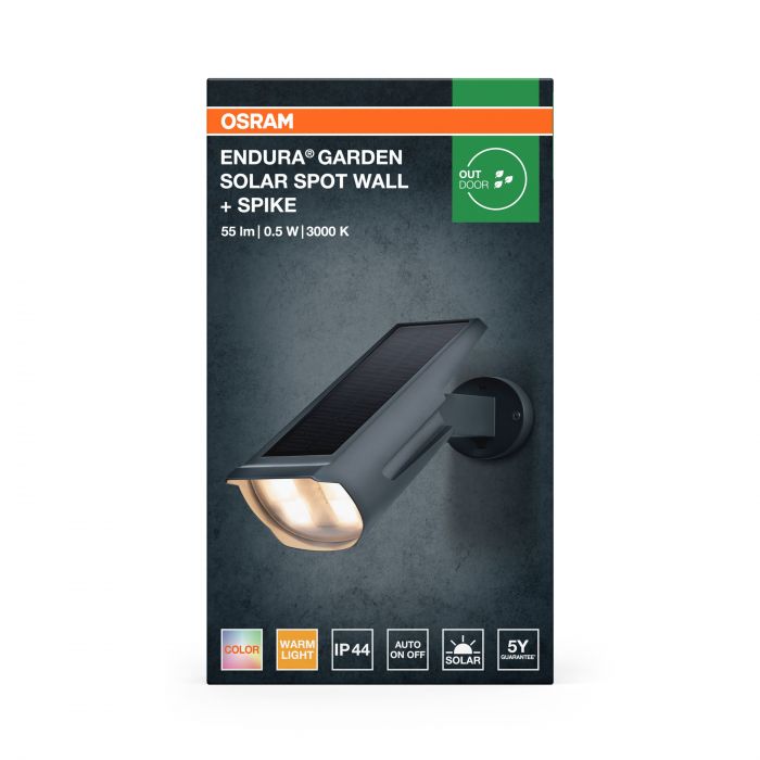 Світильник автономний OSRAM ENDURA GARDEN SOLAR SPOT RGBW 0.5Вт 3000К 55Лм IP44 чорний