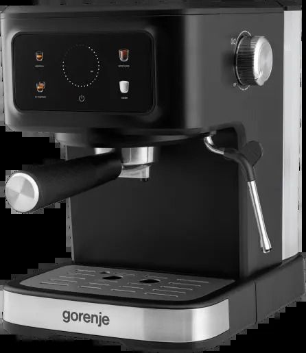 Кавоварка Gorenje ріжкова 1.5л, мелена, ручний капучинатор, чорний