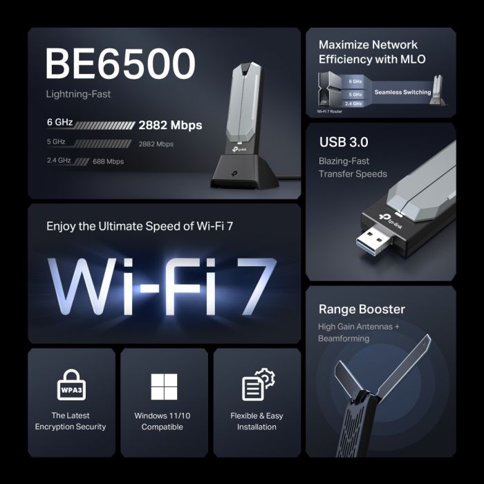 Адаптер WiFi TP-LINK Archer TBE400UH BE6500, USB
