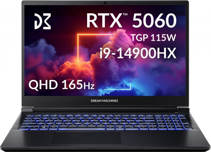 Ноутбук Dream Machines RG5060-15 15.6QHD IPS, Intel i9-14900HX, 32GB, F1TB, NVD5060-8, DOS, чорний