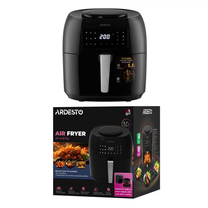 Мультипіч ARDESTO 1800Вт, чаша-7.4л (кошик-5.7л), сенсорне керув., 9 авто. програм, пластик, чорний