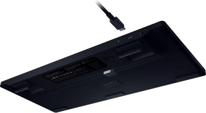 Клавіатура механічна Razer BlackWidow V4 Low-profile TKL HyperSpeed, 87key, Yellow Switch, USB-A/WL/BT, EN, RGB, чорний