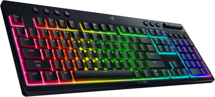Клавіатура механічна BlackWidow V4 Low-profile HyperSpeed, 104key, Orange Switch, USB-A/WL/BT, EN, RGB, чорний