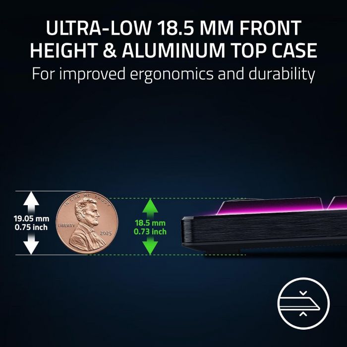 Клавіатура механічна BlackWidow V4 Low-profile HyperSpeed, 104key, Orange Switch, USB-A/WL/BT, EN, RGB, чорний