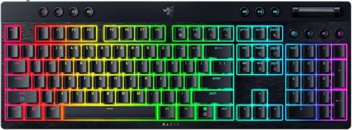 Клавіатура механічна BlackWidow V4 Low-profile HyperSpeed, 104key, Orange Switch, USB-A/WL/BT, EN, RGB, чорний