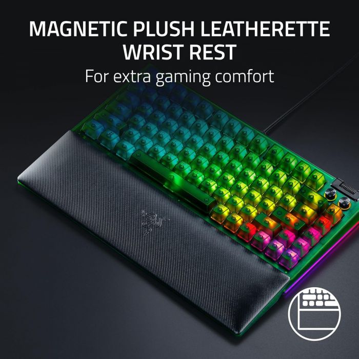 Клавіатура механічна Razer BlackWidow V4 75%, 83key, Mechanical Tactile Switch GEN-3, USB-A, EN, RGB, Phantom Green Ed.