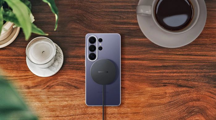 Зарядний пристрій бездротовий Samsung 25Вт Magnetic Wireless, адаптер 45Вт USB-C, сірий темний