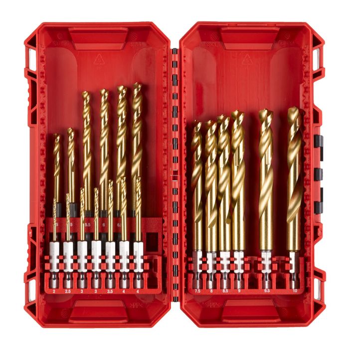 Набір свердел по металу Milwaukee RedHEX Shockwave HSS-TiN, 2-10мм, кейс, 19шт