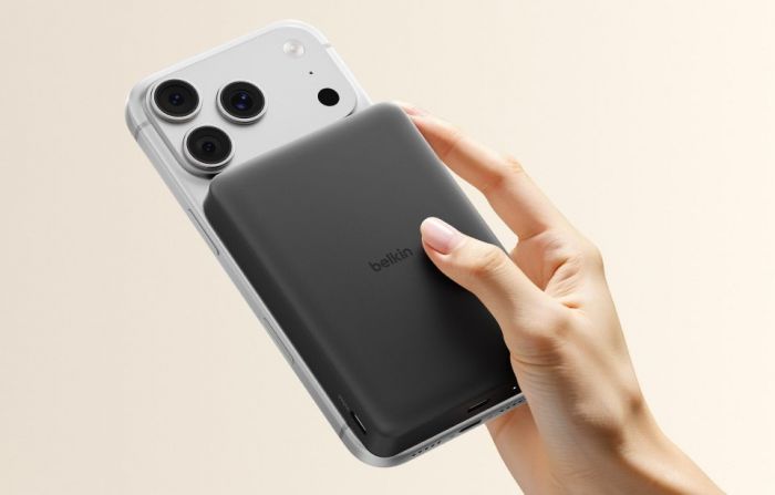 Акумулятор портативний літій-іонний Power Bank Belkin 10000мА·год, 20Вт PD/Qi2 7.5Вт, Slim Magnetic, чорний
