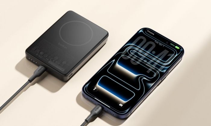 Акумулятор портативний літій-іонний Power Bank Belkin 10000мА·год, 20Вт PD/Qi2 7.5Вт, Slim Magnetic, чорний