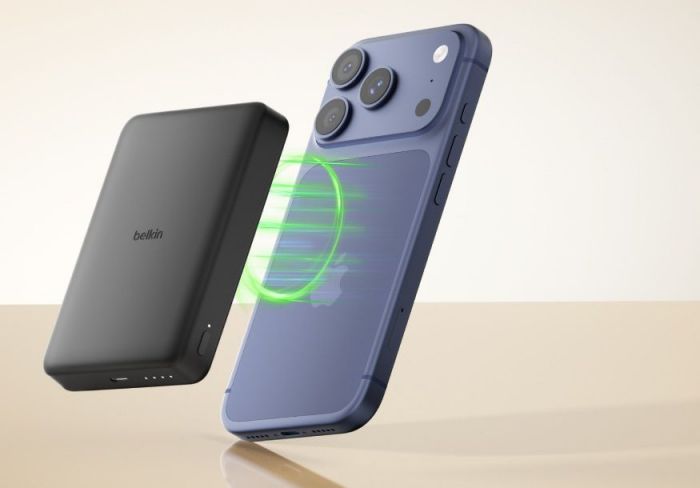 Акумулятор портативний літій-іонний Power Bank Belkin 10000мА·год, 20Вт PD/Qi2 7.5Вт, Slim Magnetic, чорний