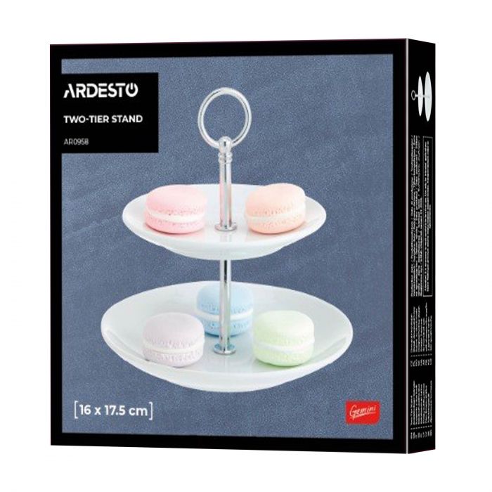 Блюдо 2-х ярусне Ardesto, 16х16х17.5см, кераміка, білий