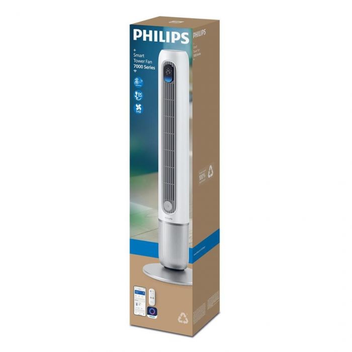 Вентилятор Philips колонний Series 7001, 31Вт, пульп ДУ, режим " Бриз", сенсорний дисплей, таймер, білий