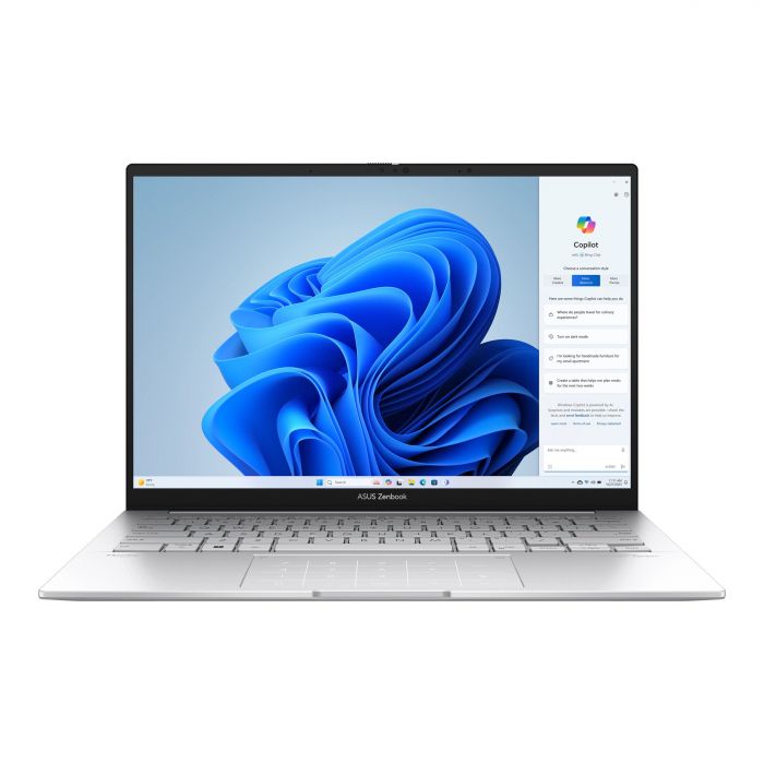 Ноутбук ASUS Zenbook 14 UX3405CA-ST1260 14" 3K OLED, Intel Ultra 7 255H, 16GB, F1TB, UMA, NoOS, Сріблястий