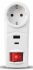 Адаптер мережевий 2E 1xТипF, 16A, 1xUSB-A, 1xUSB-C, білий