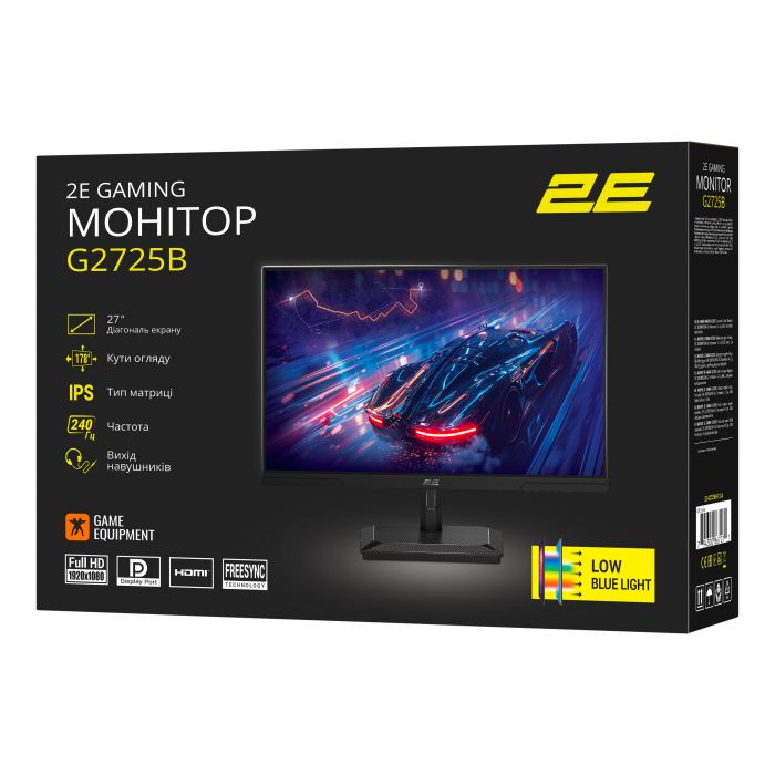 Монітор 2E GAMING 27" G2725B HDMI, DP, IPS, 240Hz, 1ms, FreeSync