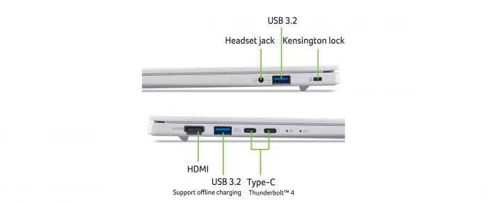 Ноутбук Acer Aspire 14 AI A14-I71M 14" WUXGA OLED, Intel U7-355, 16GB, F512GB, UMA, Win11, сріблястий