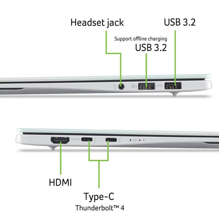 Ноутбук Acer Swift Edge 14 AI SFE14-I51 14" 2.8K OLED, Intel U9-386H, 16GB, F512GB, UMA, Win11, Calcite White