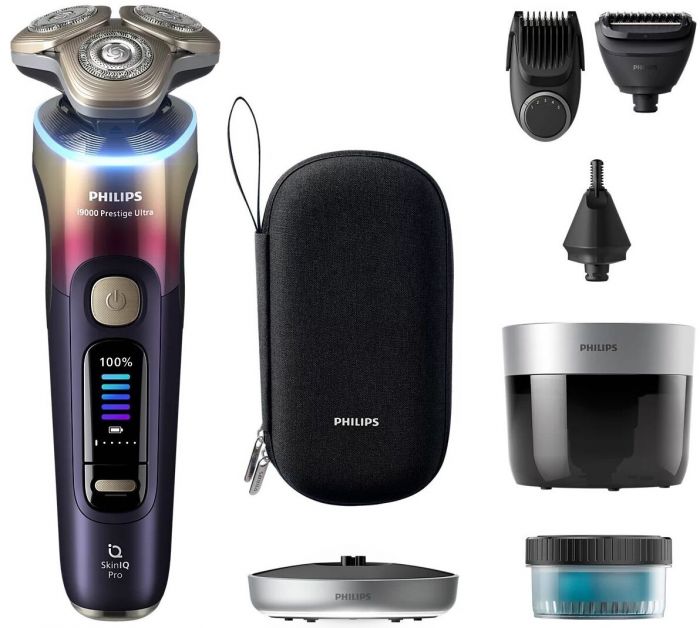 Бритва електр. Philips Series i9000 Prestige Ultra,  бритв.головок-3, Li-Ion, сух.+волог., індикатор заряду, твердий чохол, картридж для чищення, фіолетовий