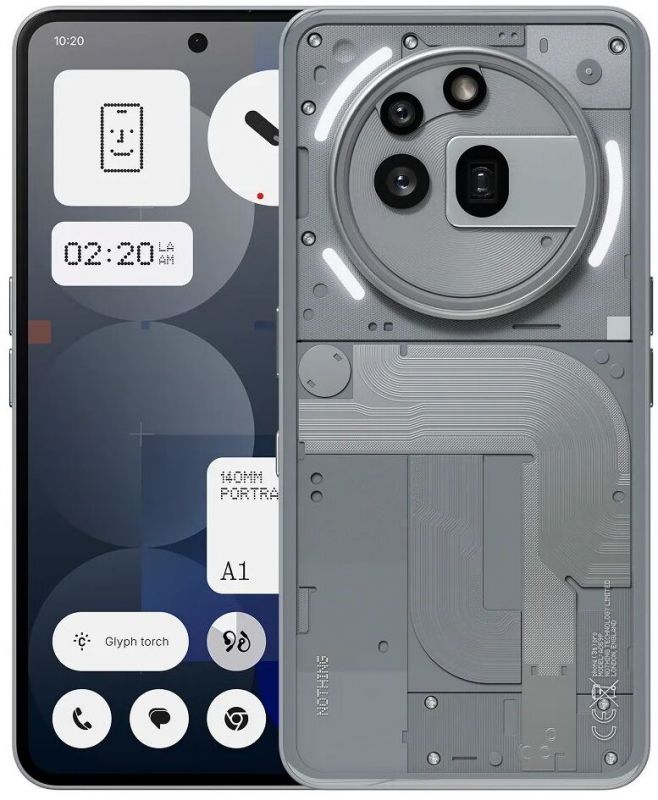 Смартфон Nothing Phone (3a) Pro 5G 6.77" 12/256ГБ, 2SIM, 5000мА•год, сірий