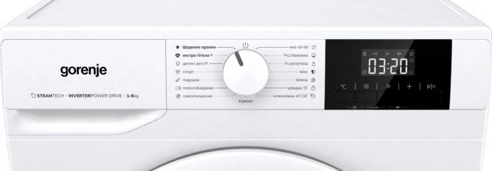 Пральна машина Gorenje фронтальна, 6кг, 1000, A++, 42см, дисплей, пар, інвертор, білий