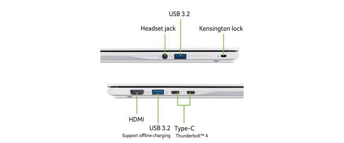 Ноутбук Acer Swift Spin 14 AI SFSP14-I51T 14" WUXGA IPS Touch, Intel U7-355, 16GB, F512GB, UMA, Win11, сріблястий