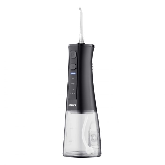 Іригатор ARDESTO портативний, чаша 300 мл, Li-ion акум., в компл. чохол, 6 насадок, USB-C > USB-A, чорний