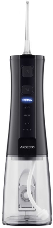 Іригатор ARDESTO портативний, чаша 300 мл, Li-ion акум., в компл. чохол, 6 насадок, USB-C > USB-A, чорний