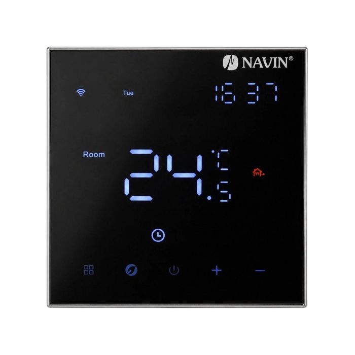 Терморегулятор Navin EH602 B-16A 5...45 °C для теплої підлоги електронний Wi-Fi Tuya Smart Life вбудований дротовий датчик 16A 230В чорний