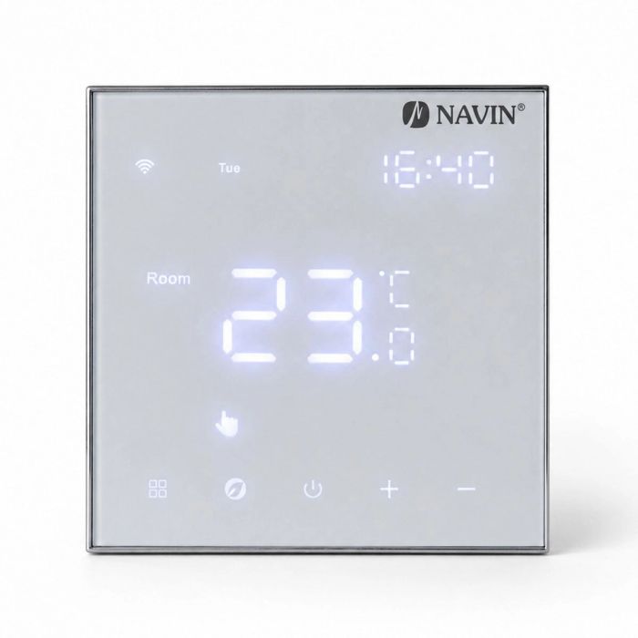 Терморегулятор Navin EH602 W-16A 5...45 °C для теплої підлоги електронний Wi-Fi Tuya Smart Life вбудований дротовий датчик 16A 230В білий
