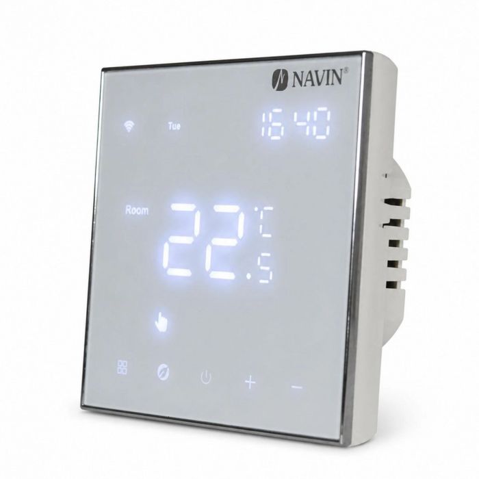 Терморегулятор Navin EH602 W-16A 5...45 °C для теплої підлоги електронний Wi-Fi Tuya Smart Life вбудований дротовий датчик 16A 230В білий